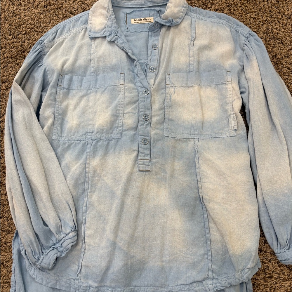 free people • women’s denim oversized top in size XS